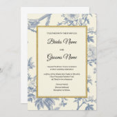 Blue Floral Wedding Invitation Kaart (Voorkant / Achterkant)