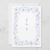 Blue Floral Wedding Invitation with White Dove | E Kaart (Achterkant)