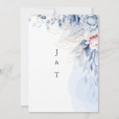 Blue Floral Wedding Invitation with White Dove | E Kaart (Achterkant)
