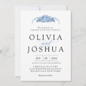 Blue Floral Wedding Invitations Kaart (Voorkant)