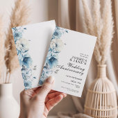 Blue Floral Wedding Jubileum Kaart