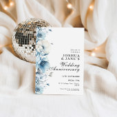 Blue Floral Wedding Jubileum Kaart