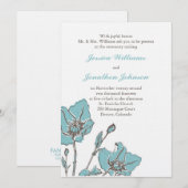 Blue Floral Wedding Kaart (Voorkant / Achterkant)