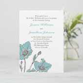 Blue Floral Wedding Kaart (Staand voorkant)