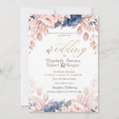 Blue Floral Wedding Kaart (Voorkant)
