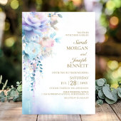 Blue Floral Wedding Kaart