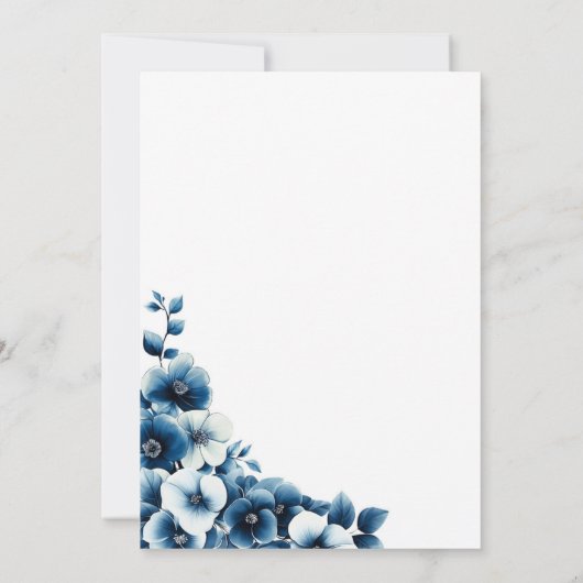 Blue Floral Wedding Kaart (Achterkant)