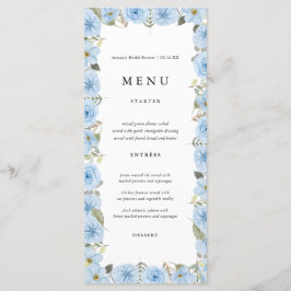  Blue Floral Wedding Menu Kaarten