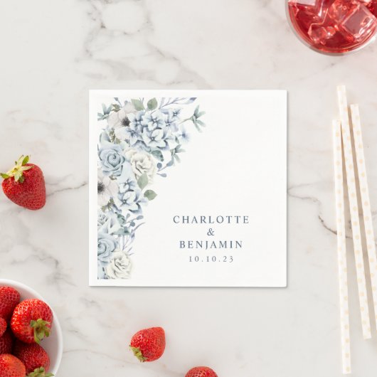 Blue Floral Wedding Napkin Servet (Insitu)