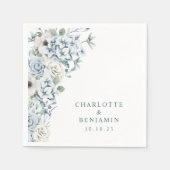 Blue Floral Wedding Napkin Servet (Voorkant)