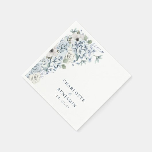 Blue Floral Wedding Napkin Servet (Hoek)