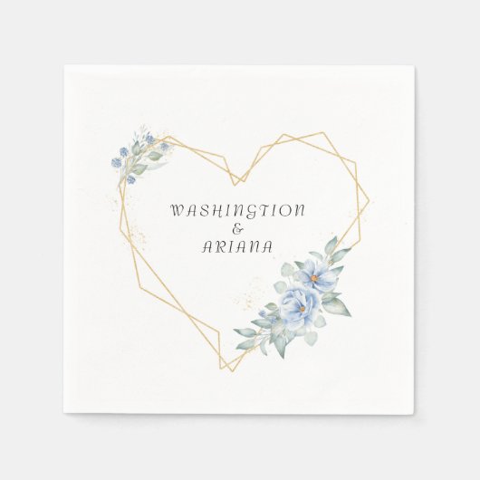 Blue Floral Wedding Napkins Servet (Voorkant)