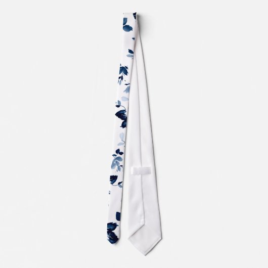 Blue Floral Wedding Necktie Stropdas (Achterkant)