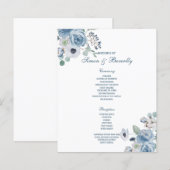Blue Floral Wedding Programme (Voorkant / Achterkant)