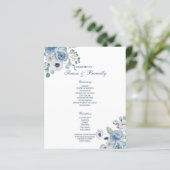 Blue Floral Wedding Programme (Staand voorkant)