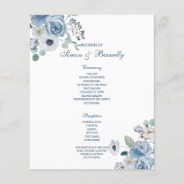 Blue Floral Wedding Programme