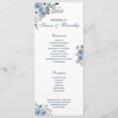 Blue Floral Wedding Programme Programmakaart (Voorkant)
