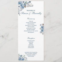 Blue Floral Wedding Programme