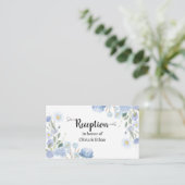 Blue Floral Wedding Reception Card Informatiekaartje (Staand voorkant)