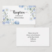 Blue Floral Wedding Reception Card Informatiekaartje (Voorkant / Achterkant)