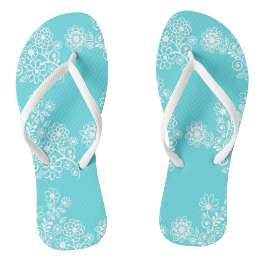Blue Floral Wedding Reception Teenslippers (Voetbed)
