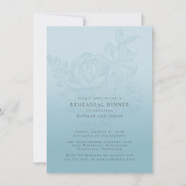 Blue Floral Wedding Rehearsal Dinner Invitation