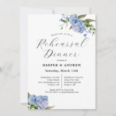 Blue Floral Wedding Rehearsal Dinner Invitation Kaart (Voorkant)