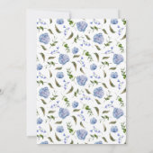 Blue Floral Wedding Rehearsal Dinner Invitation Kaart (Achterkant)