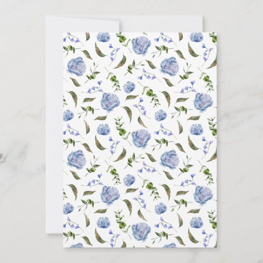 Blue Floral Wedding Rehearsal Dinner Invitation Kaart (Achterkant)