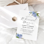 Blue Floral Wedding Rehearsal Dinner Invitation Kaart<br><div class="desc">Elegante bruiloft repetitie diner uitnodiging met waterverf illustratie van blauwe pioenbloemen met groen. Perfect voor uw lente- of zomerbruiloft.</div>