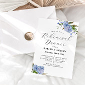Blue Floral Wedding Rehearsal Dinner Invitation Kaart
