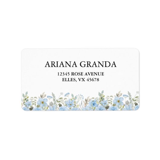  Blue Floral Wedding Retour Adres Label (Voorkant)