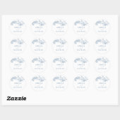 Blue  Floral Wedding Ronde Sticker (Vel)