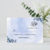 Blue Floral Wedding RSVP Cards (Staand voorkant)