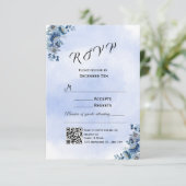 Blue Floral Wedding RSVP Cards (Staand voorkant)