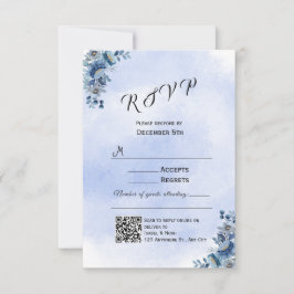 Blue Floral Wedding RSVP Cards Kaartje