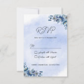 Blue Floral Wedding RSVP Kaarten (Voorkant)