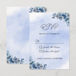 Blue Floral Wedding RSVP Kaarten Kaartje