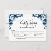 Blue Floral Wedding RSVP Kaartje (Voorkant)