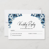 Blue Floral Wedding RSVP Kaartje (Voorkant)