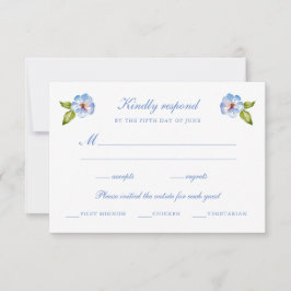 Blue Floral Wedding  RSVP Kaartje