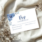 Blue Floral Wedding RSVP Kaartje