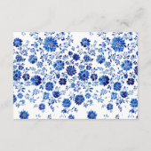 Blue Floral Wedding RSVP QR Code response Card Informatiekaartje (Achterkant)