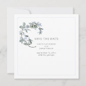 Blue Floral Wedding Save the Date Card (Voorkant)
