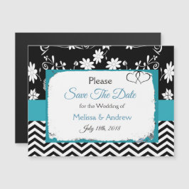 Blue Floral Wedding Save the Date Magnet Magnetische Uitnodiging