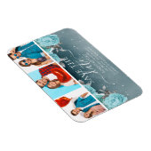 Blue Floral Wedding Save the Date Photo Collage Magneet (Rechterzijde)