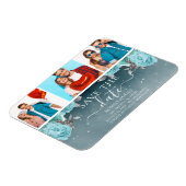 Blue Floral Wedding Save the Date Photo Collage Magneet (Linkerzijde)