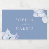 Blue Floral Wedding Sparkling Wijnetiket (Enkel label)