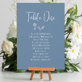 Blue Floral Wedding Table Number