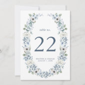 Blue Floral Wedding Table Number (Voorkant)